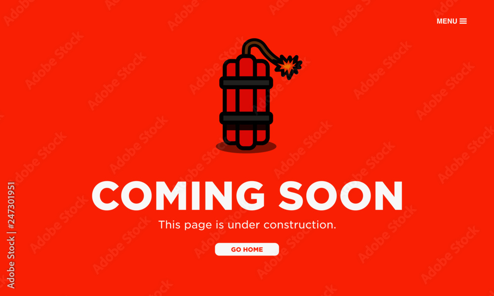Coming Soon Page Design With Bomb Illustration 