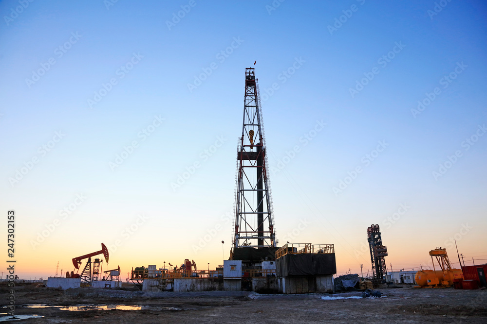 oil drilling derrick, jidong oilfield, caofeidian, hebei, China oil drilling derrick, jidong oilfield, caofeidian, hebei, China