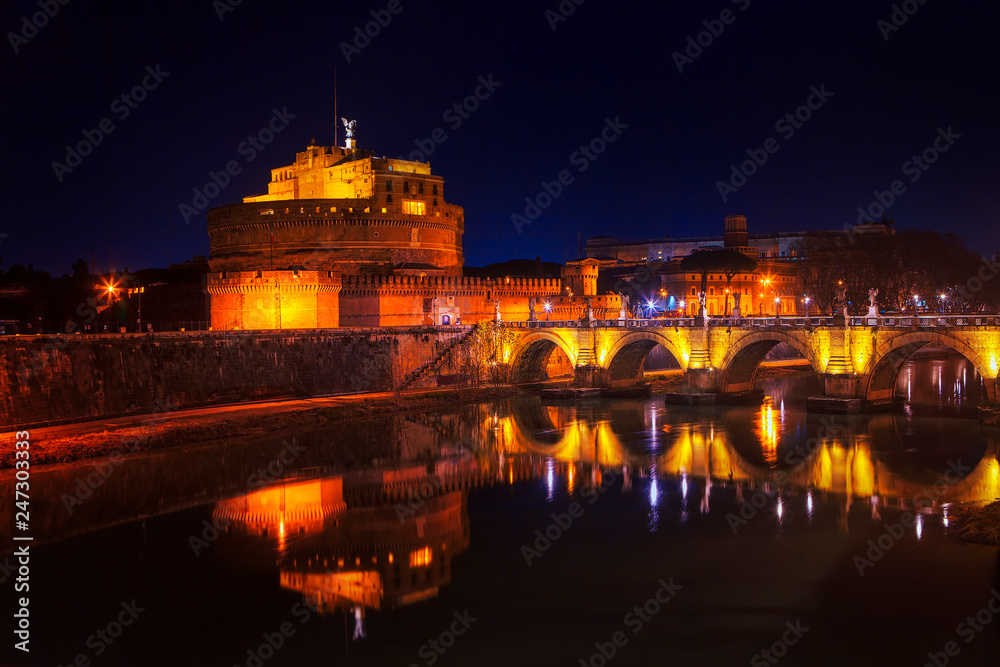  Castel Sant Angelo in Rome in Night time 