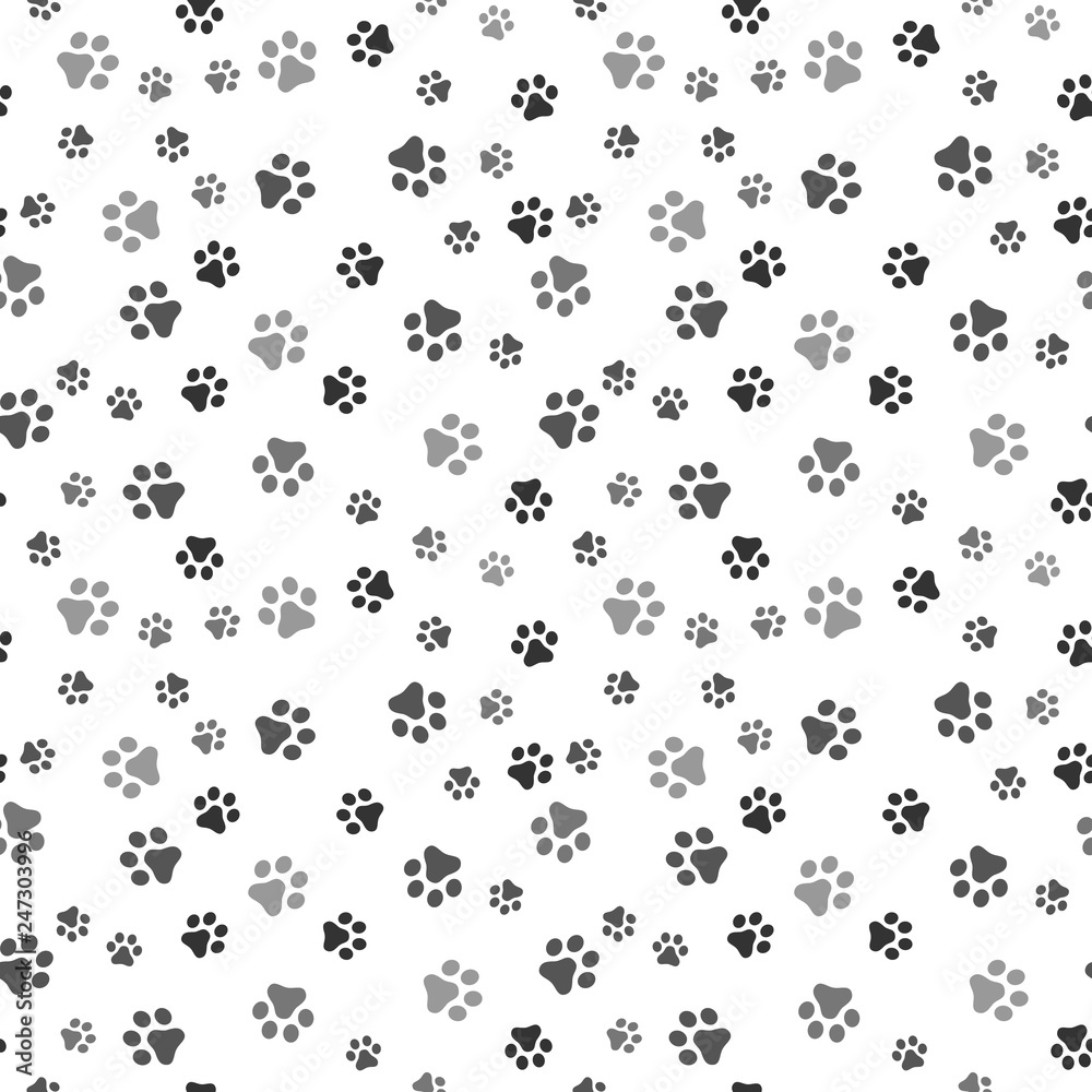 Dog Paw seamless pattern vector footprint kitten puppy tile background repeat wallpaper cartoon isolated illustration white - Vector Dog Paw seamless pattern vector footprint kitten puppy tile background repeat wallpaper cartoon isolated illustration white - Vector
