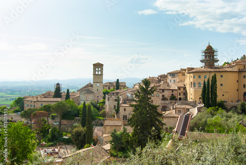 Panorama on Assisi town and hills