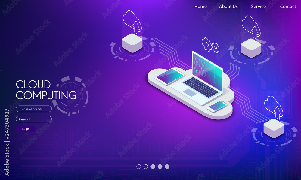 Fototapeta premium ..Software, web development, cloud programming concept. Abstract Programming language and program code on screen laptop. Laptop and icons company network . Technology process of Software development