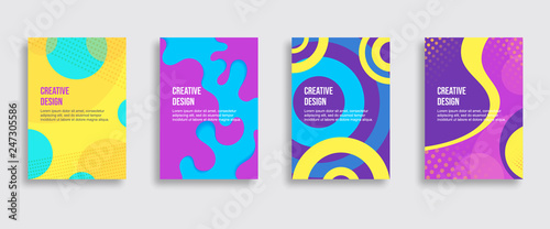 Vector modern abstract covers set. Cool shapes composition.