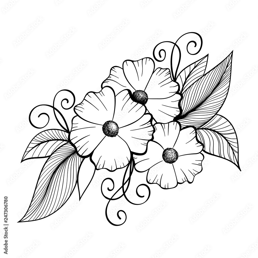 Vettoriale Stock Hand drawn floral doodle bouquet. Decorative flower for  your design. Can be used for coloring page. Ideas for tattoo. | Adobe Stock