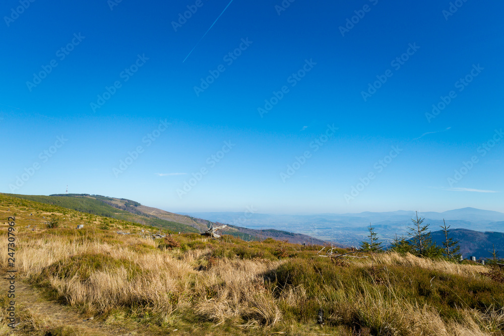 Landscape during trekking Beskidy mountains