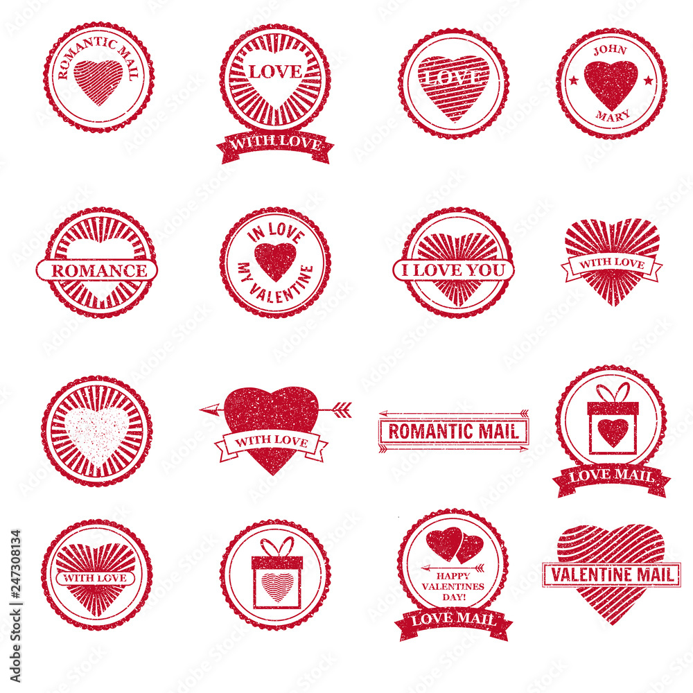 Love stamps - for wedding valentines day Vector Image