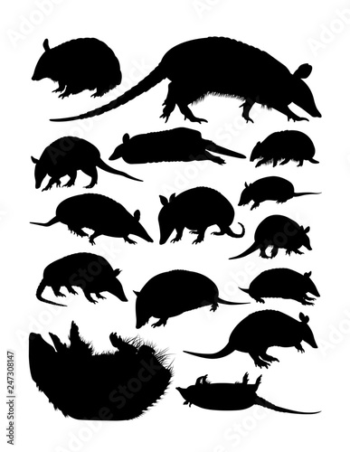 Armadillos animal silhouettes. Good use for symbol  logo  web icon  mascot  sign  or any design you want.