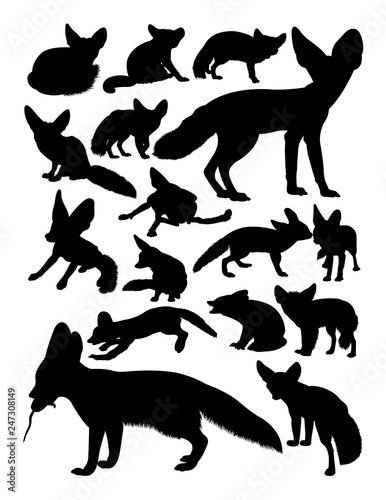 Fennec fox animal silhouettes. Good use for symbol, logo, web icon, mascot, sign, or any design you want.