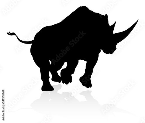 A rhino or rhinoceros safari animal silhouette