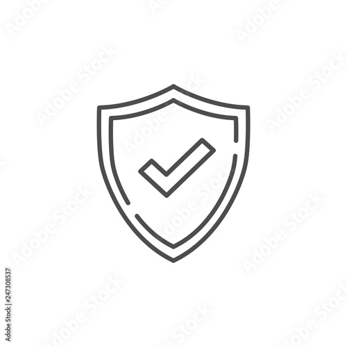 Check mark line vector icon. Accepted or Approve sign. Tick shield symbol. Quality design flat app element. Vector illustration on white background.