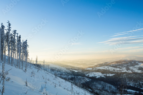 Fototapeta Naklejka Na Ścianę i Meble -  Winter skitour trekking Beskidy mountains