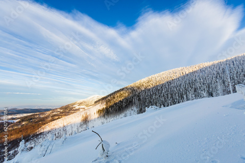 Fototapeta Naklejka Na Ścianę i Meble -  Winter skitour trekking Beskidy mountains