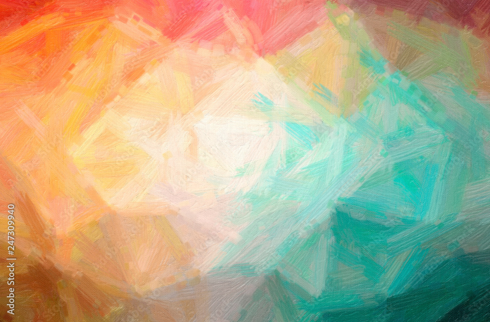 Fototapeta premium Abstract illustration of blue, orange Bristle Brush Oil Paint background