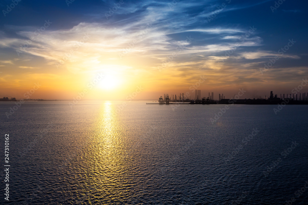 Sunset sky over sea in UAE