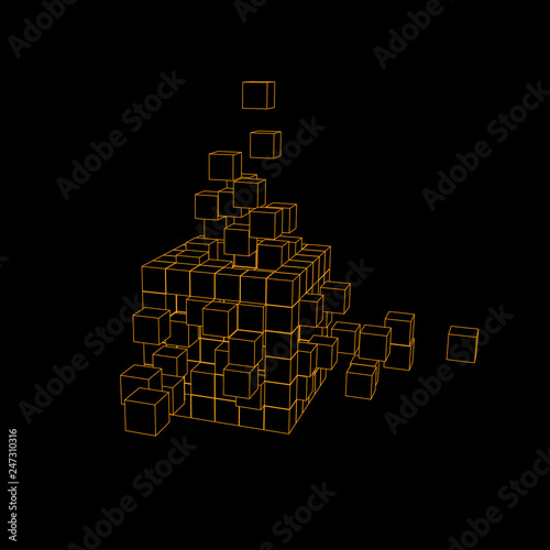 Wireframe cube from small c...