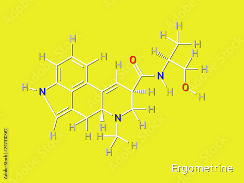 Ergometrine drug structural formula. Vector illustration photo