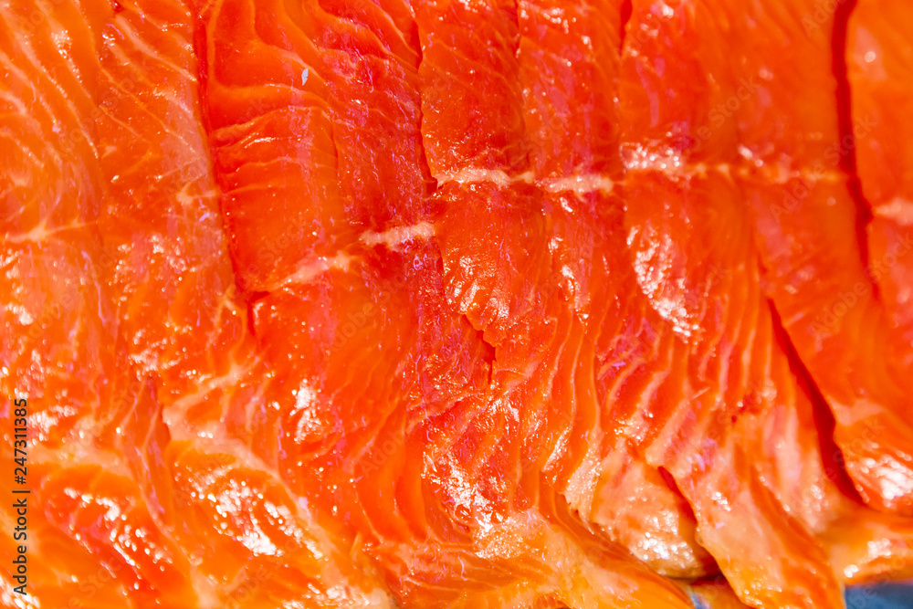Red fish sliced, lightly salted salmon