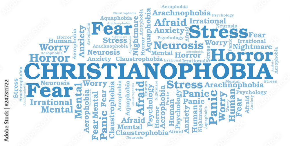 Christianophobia word cloud. Christianophobia word cloud.