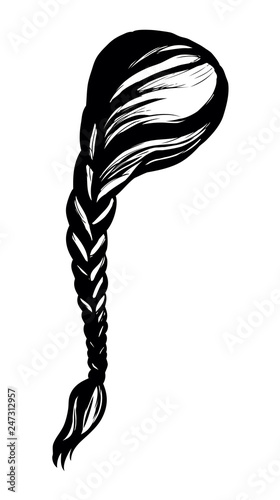 Long braid. Vector drawing