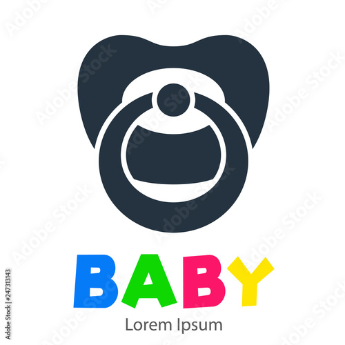 Logotipo con texto BABY con chupete color gris Tapéta, Fotótapéta