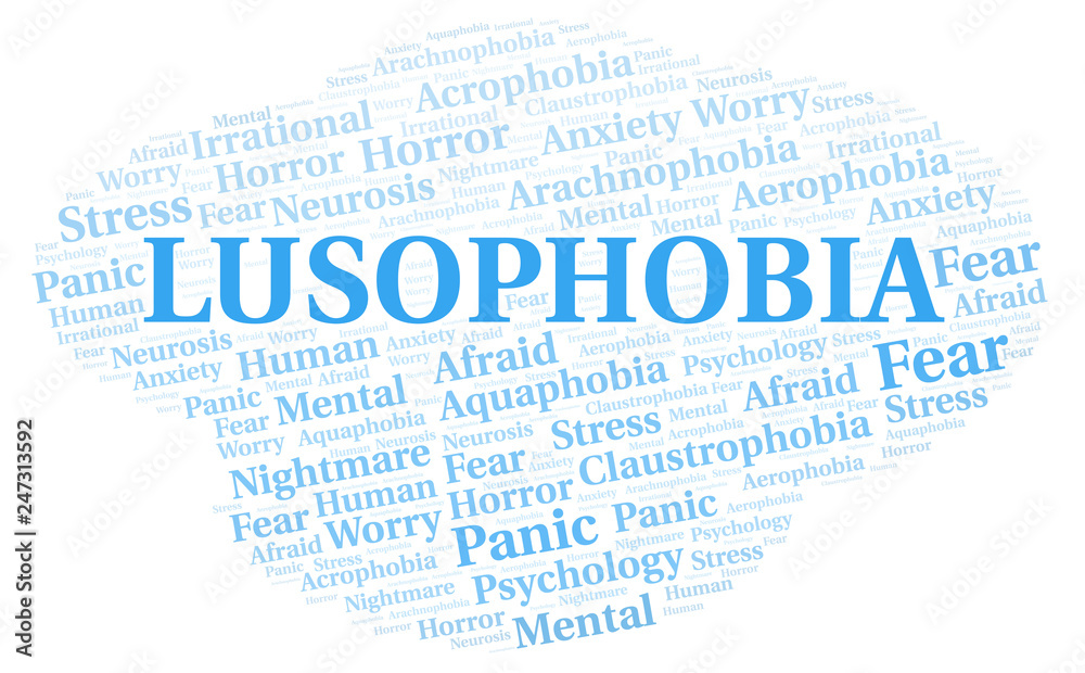 Lusophobia word cloud. Lusophobia word cloud.