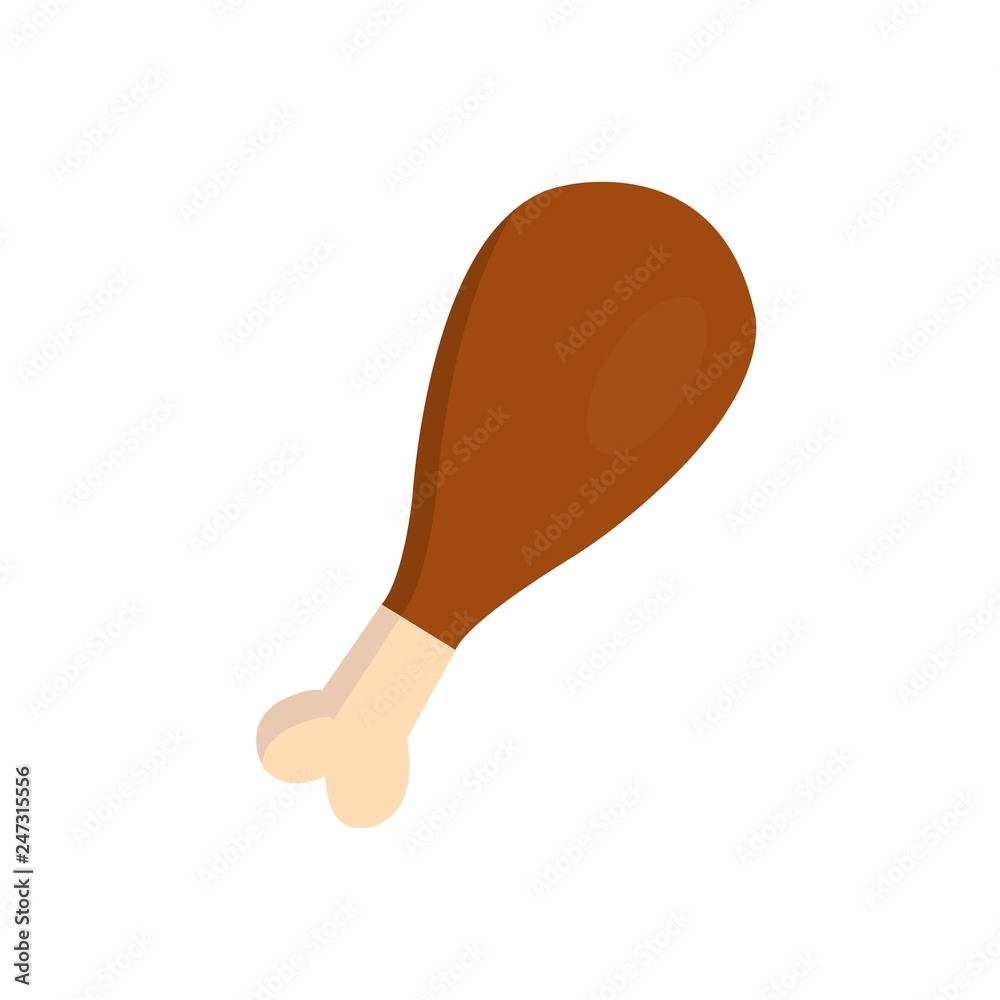 Chicken leg flat icon isolated on white background. Fried food. Drumstick.Vector illustration. Chicken leg flat icon isolated on white background. Fried food. Drumstick.Vector illustration.
