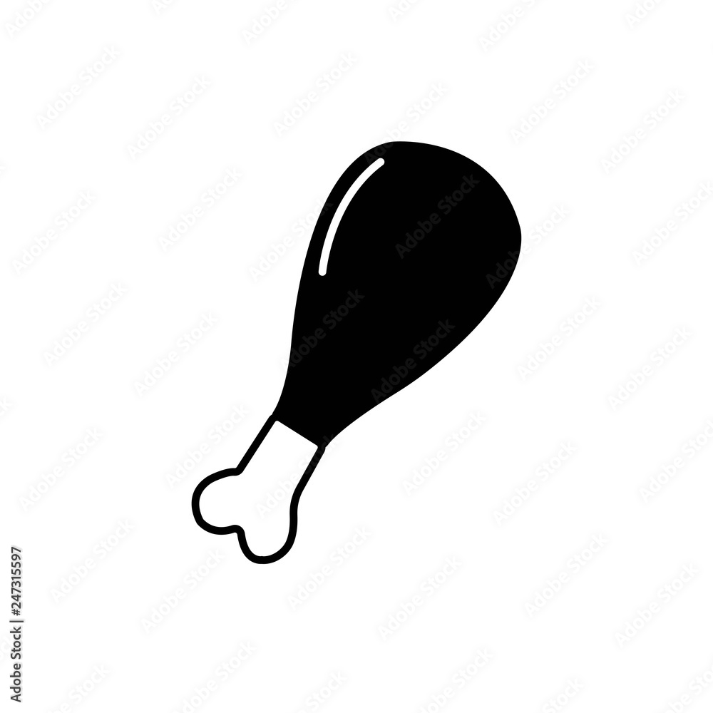 Chicken leg flat icon isolated on white background. Fried food. Drumstick.Vector illustration. Chicken leg flat icon isolated on white background. Fried food. Drumstick.Vector illustration.