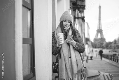 Girl in a coat in Paris.