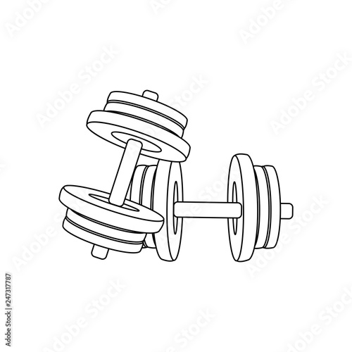 Typesetting dumbbells outline fitness equipment illustration