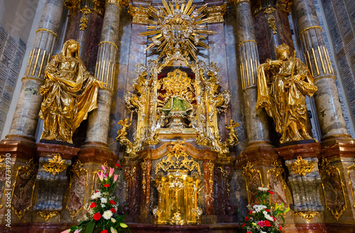 Main shrine of Church of Our Lady Victorious and St. Anthony of Padua - statue of Infant Jesus of Prague, Prague, Czech Republic