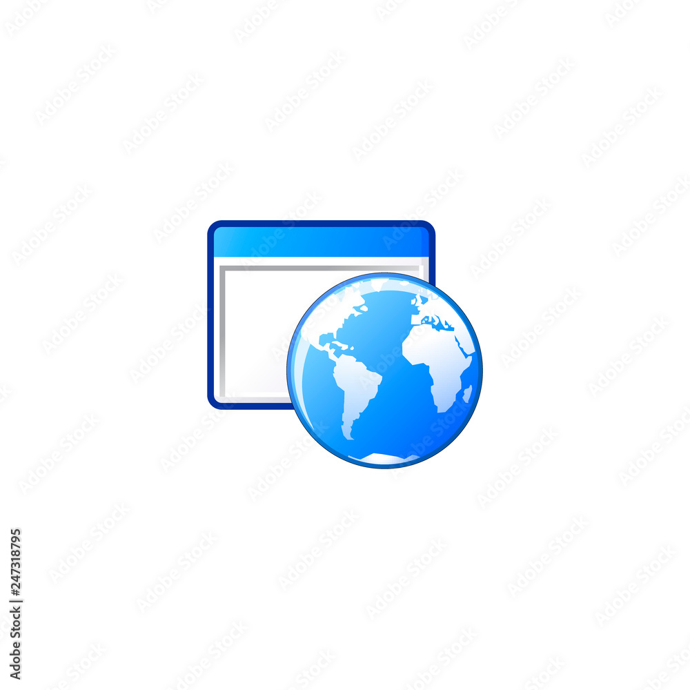 browser and earth vector icon. flat design browser and earth vector icon. flat design