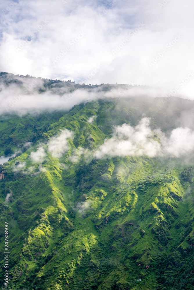 Mountain in the cloud and fog, Himachal