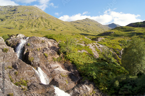 Meeting of the three waters, Waterfall in Glen Coe Scotland