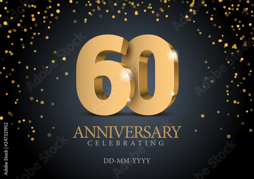 Anniversary 60. gold 3d numbers.