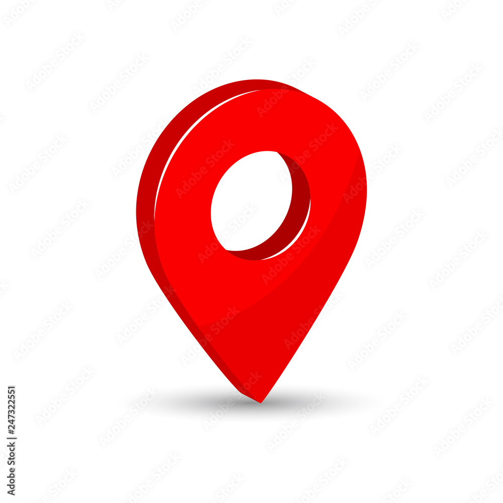 3d red map pointer with shadow. Location icon, isometric pin. Vector illustration 3d red map pointer with shadow. Location icon, isometric pin. Vector illustration