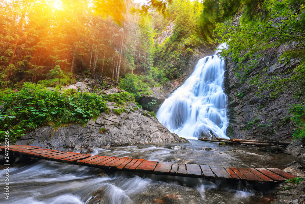Fototapeta premium View of Bride's Veil / Valul Miresei Waterfall.