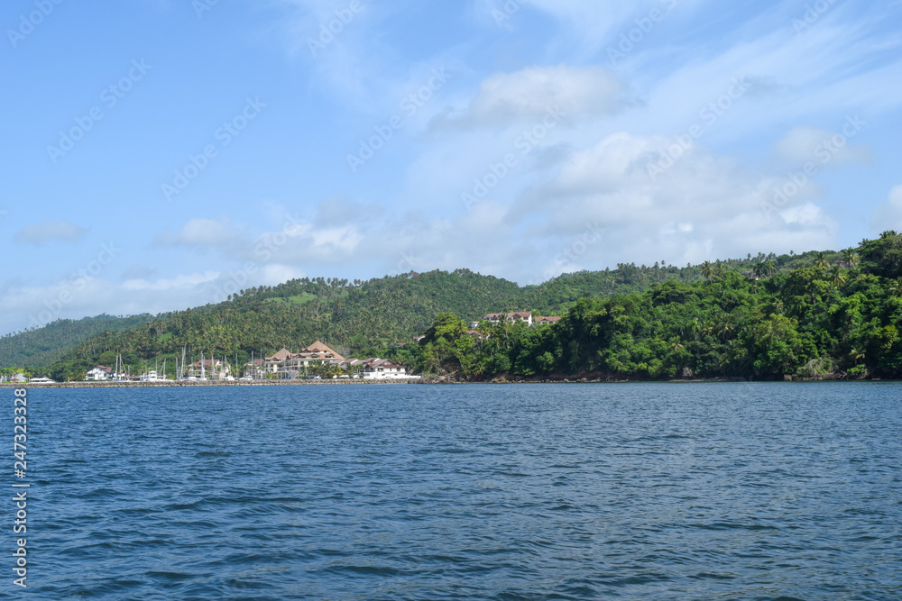 Santa Barbara de Samana view from ocean, dominican republic Santa Barbara de Samana view from ocean, dominican republic