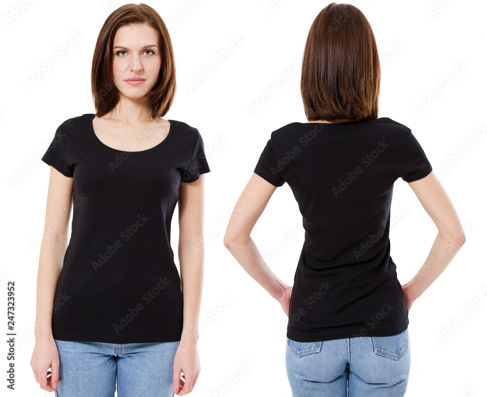 Blank Tshiet Set With Female Stock Photo - Download Image Now - T