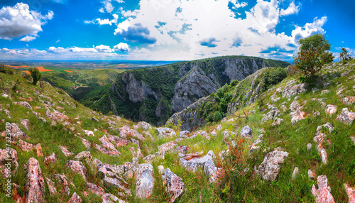 Turda gorge Cheile Turzii is a natural reserve with marked trails for hikes on Hasdate River photo