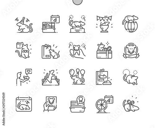World rat day Well-crafted Pixel Perfect Vector Thin Line Icons 30 2x Grid for Web Graphics and Apps. Simple Minimal Pictogram