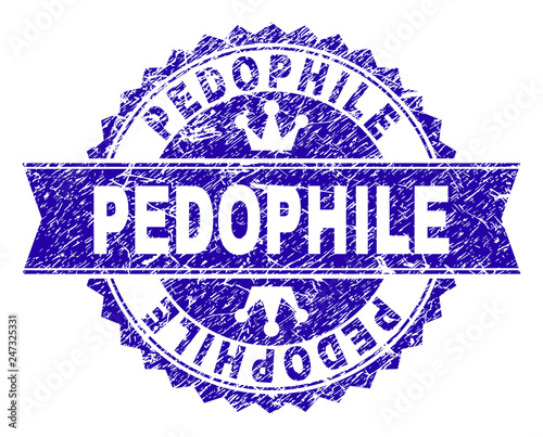 Foto PEDOPHILE rosette stamp seal watermark with grunge texture