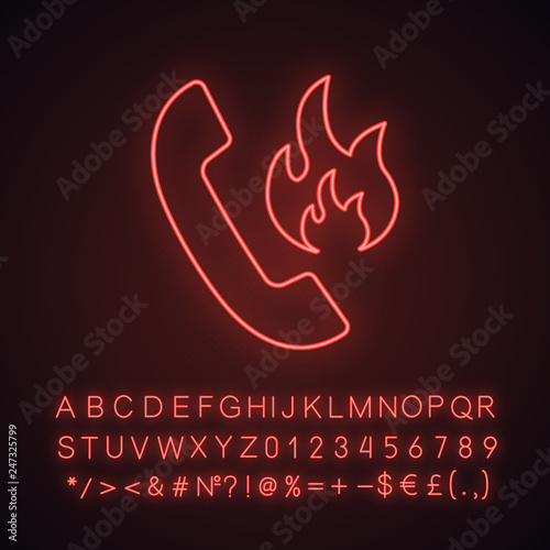Hotline support neon light icon
