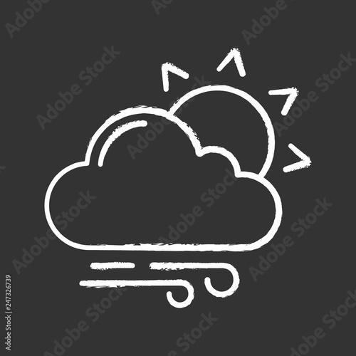 Partly cloudy and windy chalk icon