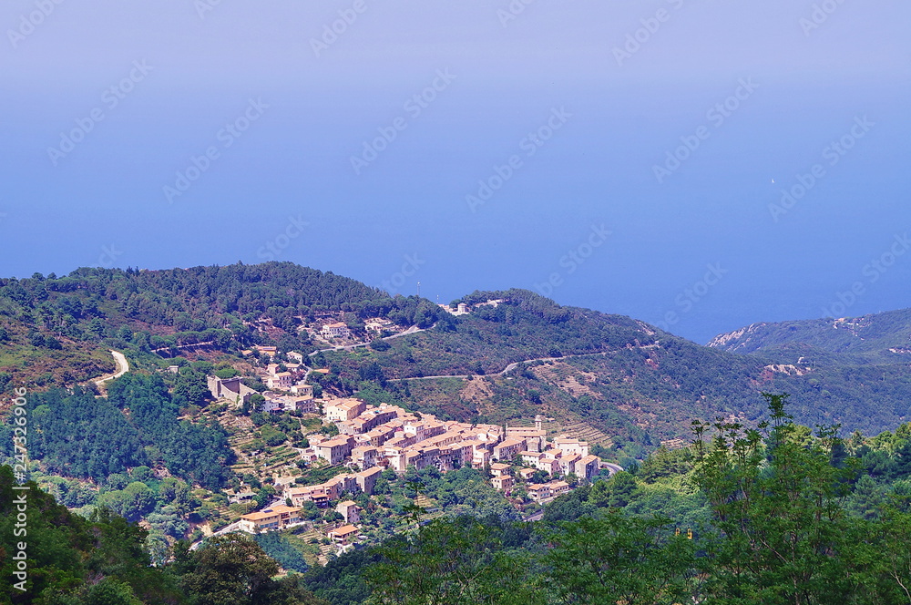 Aerial view of Marciana, Elba island, Tuscany, Italy