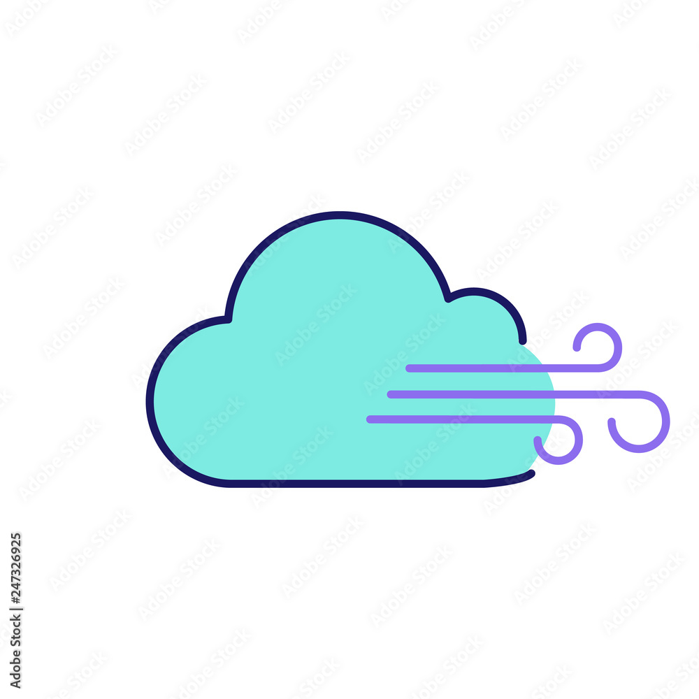 Cloudy windy weather color icon Cloudy windy weather color icon