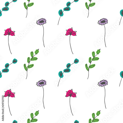 Green seamless patterns. The patterns by hand