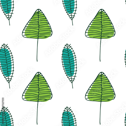 Green seamless patterns. The patterns by hand