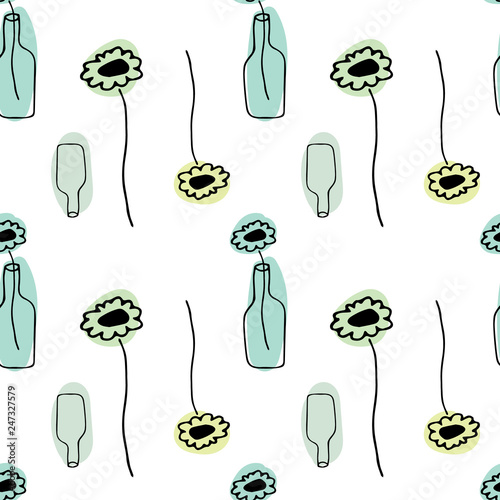 Green seamless patterns. The patterns by hand