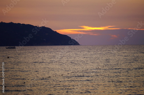 Sunset in the Bay of Procchio  Elba island  Tuscany  Italy