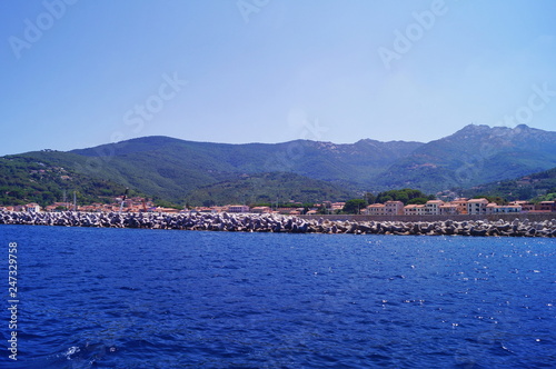 View of Marciana Marina from the sea, Elba Island, Tuscany, Italy